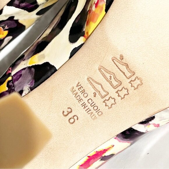 New Roberto Festa Peep toe patent multicolor print platform heels pumps size 36 - Picture 6 of 6